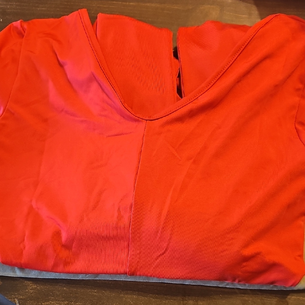 Chic Red V-Neck Blouse